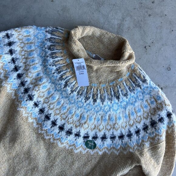 NWT Eddie Bauer Womens tan Fair Isle Sweater Size M - Picture 2 of 2